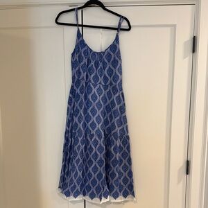 Chic Blue Patterned Midi Dress